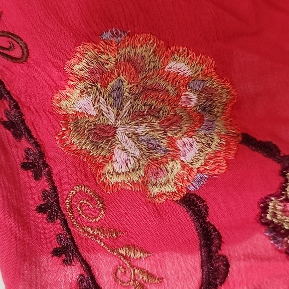 Free People Womens Cora Boho Embroidered Mini Dress Size Small Red Orange - Picture 5 of 10